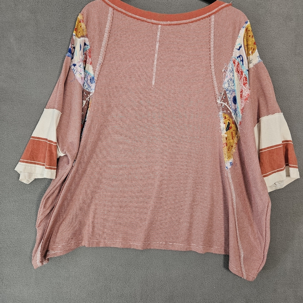 Easel Womens Large Oversized Boho Patchwork Short… - image 8